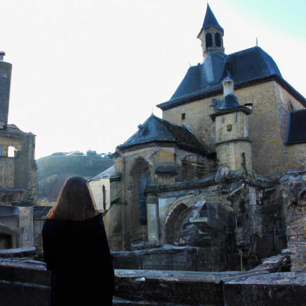 Person exploring European historical landmarks