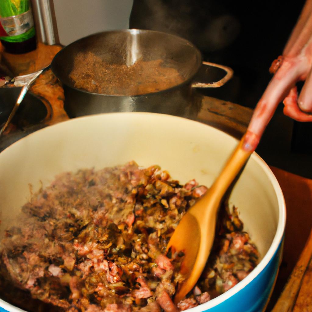 Person cooking traditional European dish