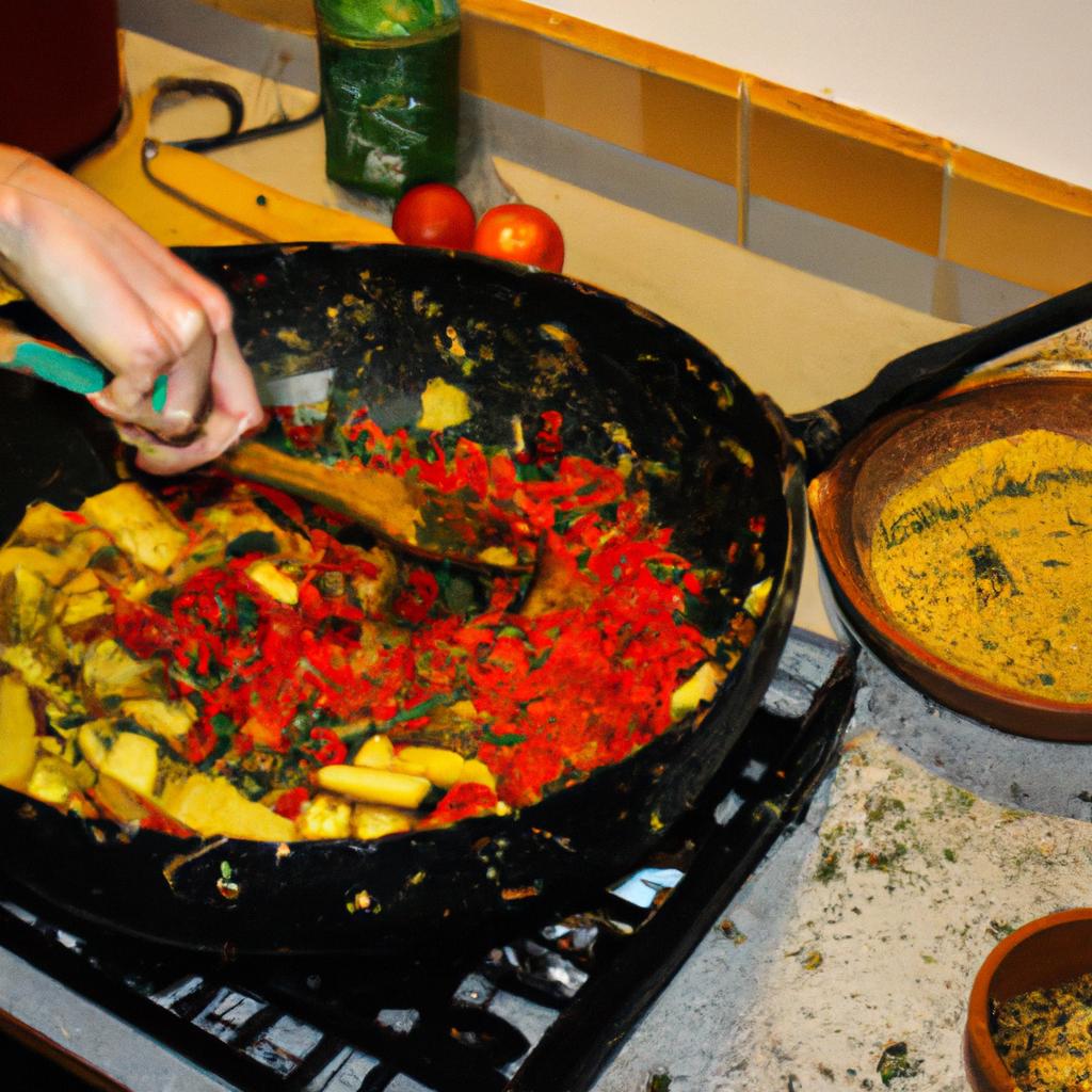Person cooking traditional European dish